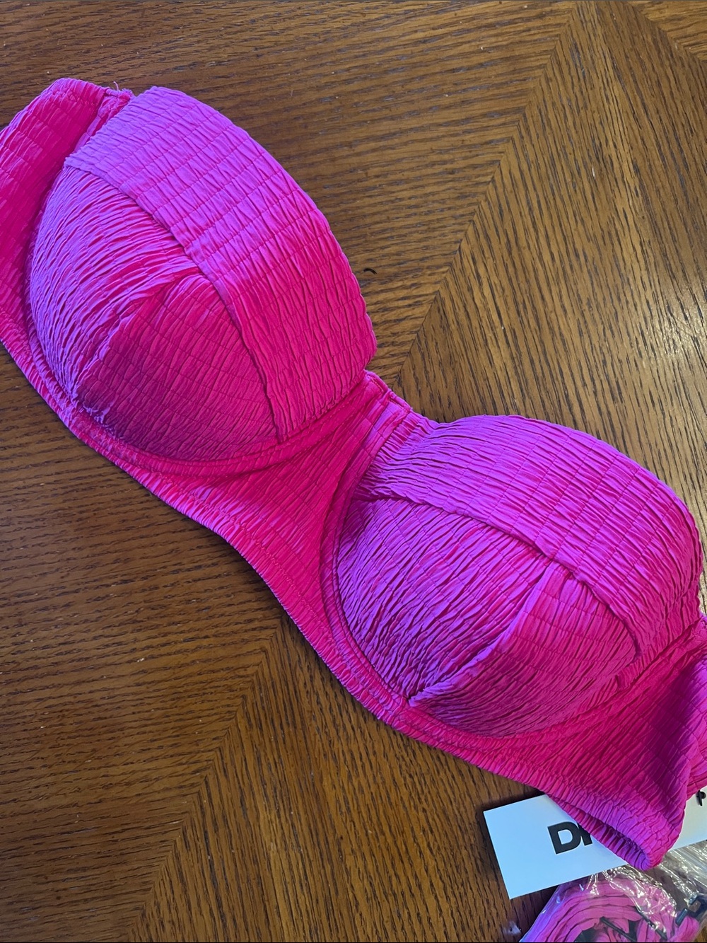 DNKY Women’s Textured Strapless Bikini top - Hot Pink straps available BT
